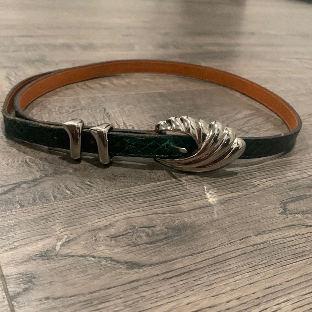 Emerald Green Silver Hardware MZA of NY Genuine SnakeSkin & Genuine leather belt